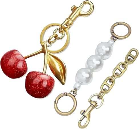 Glitter Cherry Bag Charm Purse Cherry Charms Keychain for Women Christmas Valentine Handbags Bag Gifts in Saudi Arabia