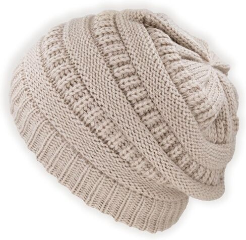 Winter Beanie Hat for Men & Women Warm Thick Knit Slouchy Skull Cap, Soft Stretch Cable Skully Comfortable Lined Stocking Hat in Saudi Arabia