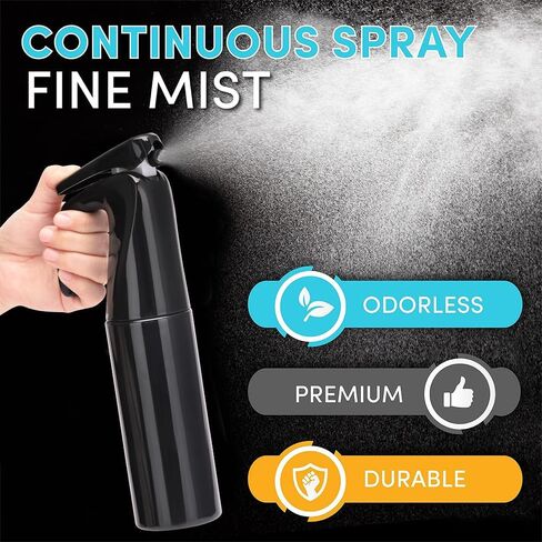 2 Pack Continuous Spray Bottle for hair - 10 Oz Ultra Fine Mist Sprayer | Water Spray Bottle For Hair Mister Spray Bottle | Hair Spray Bottles For Hairstyling, Cleaning, Salons (Black) in Saudi Arabia