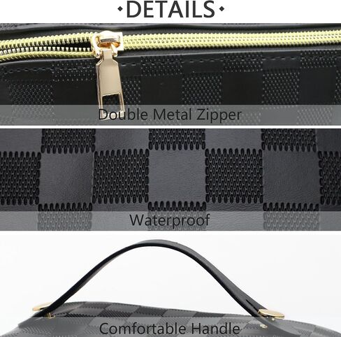 Large Capacity Makeup Bag, Travel Cosmetic Bag, PU Leather Makeup Pouches for Women, Waterproof Portable Large Wide-open Pouch with Divider and Handle for Travel Makeup Bag (black) in Saudi Arabia