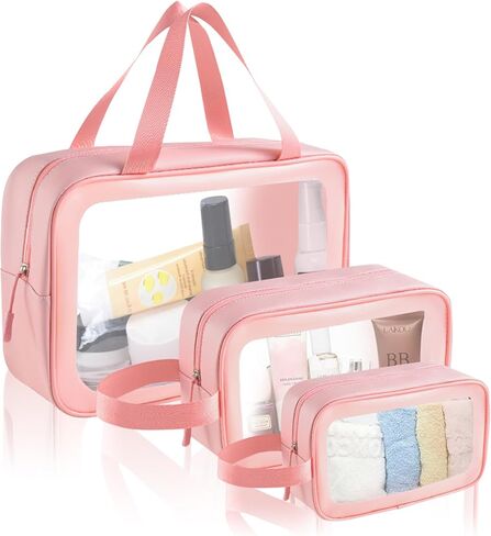 Toiletry Bag for Women (3PC- Clear Makeup Bag)– Waterproof Toiletry Bag, Travel Toiletry Bag, Clear Toiletry Bag, Clear Travel Bags for Toiletries, TSA Approved Toiletry Bag in Saudi Arabia