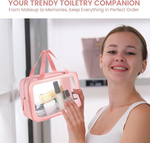 Toiletry Bag for Women (3PC- Clear Makeup Bag)– Waterproof Toiletry Bag, Travel Toiletry Bag, Clear Toiletry Bag, Clear Travel Bags for Toiletries, TSA Approved Toiletry Bag in Saudi Arabia