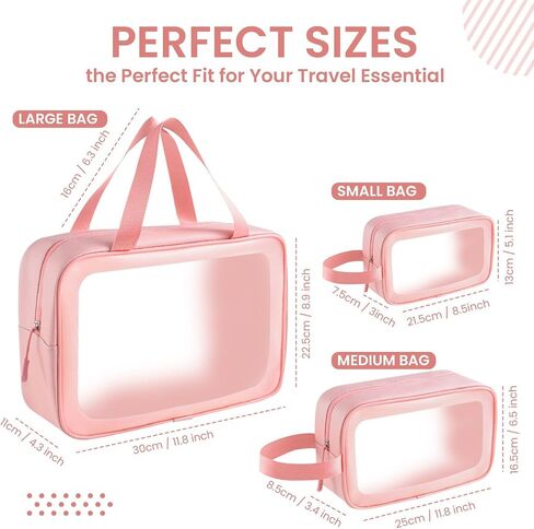 Toiletry Bag for Women (3PC- Clear Makeup Bag)– Waterproof Toiletry Bag, Travel Toiletry Bag, Clear Toiletry Bag, Clear Travel Bags for Toiletries, TSA Approved Toiletry Bag in Saudi Arabia