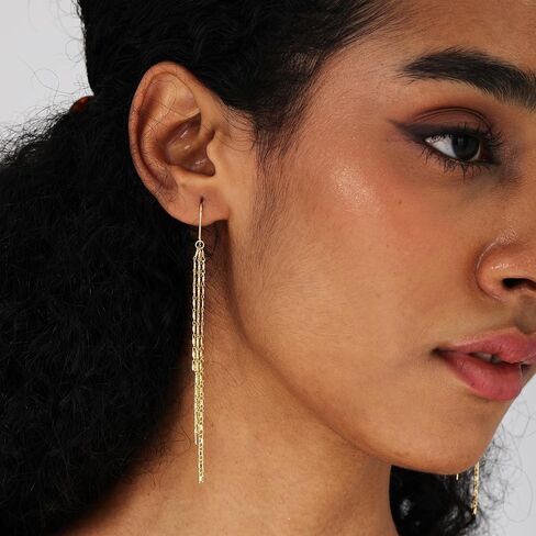 Ritach Silver and Gold Dangle Earrings for Women Minimalist Long Silver Dangle Drop Tassel Threader Earrings for Prom in Saudi Arabia