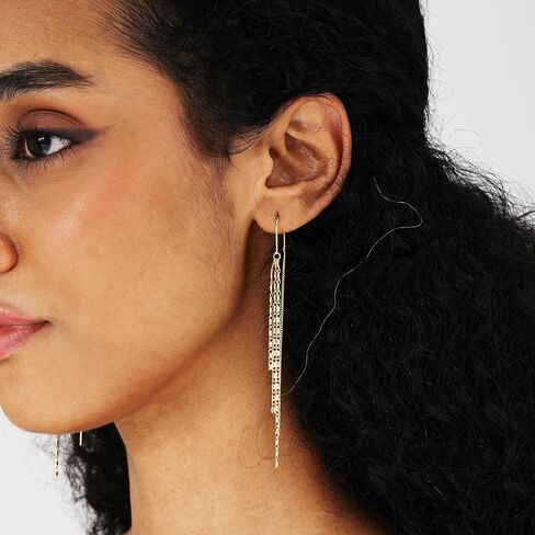 Ritach Silver and Gold Dangle Earrings for Women Minimalist Long Silver Dangle Drop Tassel Threader Earrings for Prom in Saudi Arabia