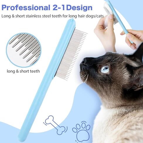 8 In 1 Cat Grooming Brushes for Short Hair, Cat Steam Brush, Bristle Shedding Brush, Flea Comb, Pet Grooming Glove, Dog Self Cleaning Brush for Short Haired Dogs Cats (short hair brush-blue) in Saudi Arabia
