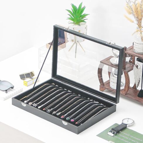 Julysky Necklace Tray,Necklace Box Organizer,Velvet Necklace Organizer,Jewelry Organizer Trays for Women,Jewelry Display for Selling (Black) in Saudi Arabia