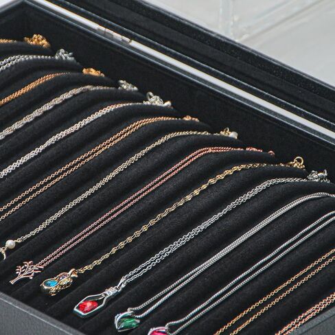 Julysky Necklace Tray,Necklace Box Organizer,Velvet Necklace Organizer,Jewelry Organizer Trays for Women,Jewelry Display for Selling (Black) in Saudi Arabia
