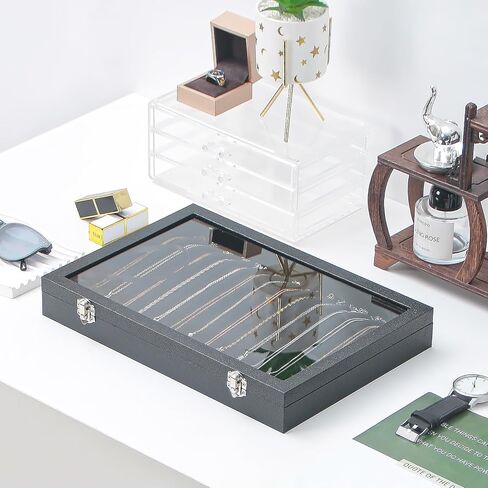 Julysky Necklace Tray,Necklace Box Organizer,Velvet Necklace Organizer,Jewelry Organizer Trays for Women,Jewelry Display for Selling (Black) in Saudi Arabia