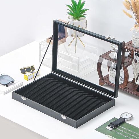 Julysky Necklace Tray,Necklace Box Organizer,Velvet Necklace Organizer,Jewelry Organizer Trays for Women,Jewelry Display for Selling (Black) in Saudi Arabia