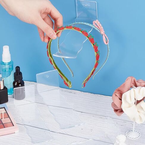 PH PandaHall 4 حزمة حامل عصابة رأس أكريليك منظم Scrunchie عقال أرفف عائمة مثبتة على الحائط عقال عرض موقف رف للجدار، الحمام، غرفة النوم، المتجر، التخزين والديكور in Saudi Arabia