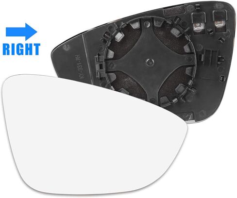 TOP-VIGOR 1-Pack Passenger Side Heated Mirror Glass Compatible with 2009-2016 Volkswagen CC, 2009-2016 Volkswagen Eos, 2012 Volkswagen Passat, Right Side View Convex Mirror with Backing Plate in Kuwait