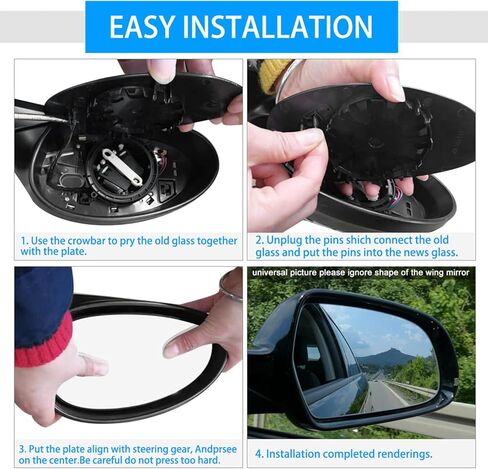 TOP-VIGOR 1-Pack Passenger Side Heated Mirror Glass Compatible with 2009-2016 Volkswagen CC, 2009-2016 Volkswagen Eos, 2012 Volkswagen Passat, Right Side View Convex Mirror with Backing Plate in Kuwait