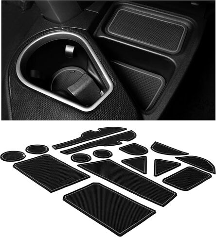CupHolderHero يناسب ملحقات Toyota RAV4 2013-2018، حشوات حامل أكواب داخلية مضادة للانزلاق ومضادة للغبار، سجادات بطانة وحدة التحكم المركزية، وبطانات جيب الباب، مجموعة 16 قطعة (زخرفة رمادية) in Kuwait