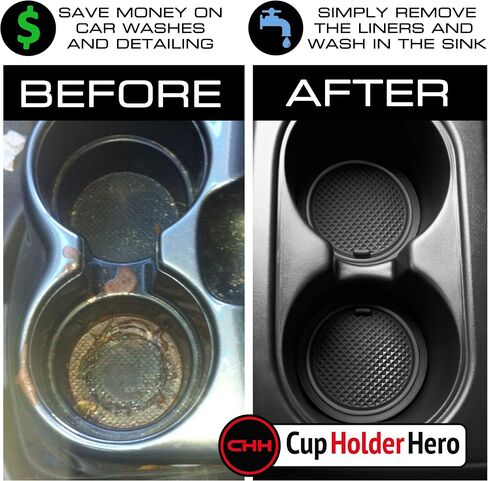 CupHolderHero يناسب ملحقات Toyota RAV4 2013-2018، حشوات حامل أكواب داخلية مضادة للانزلاق ومضادة للغبار، سجادات بطانة وحدة التحكم المركزية، وبطانات جيب الباب، مجموعة 16 قطعة (زخرفة رمادية) in Kuwait