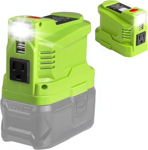 UNIKI 150W Powered Inverter Generator for Ryobi 18V Lithium Battery,for ryobi Battery Inverter Power Station with 2-USB&AC 110V-120v,200LM LED Light, USB Cable in Saudi Arabia