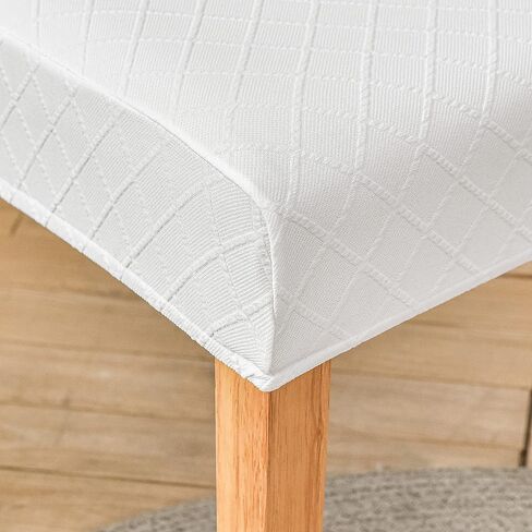 SoulFeel Set of 4 Lattice Chair Covers, Removable and Washable Stretch Spandex Jacquard Parsons Dining Room Chair Seat Protector Slipcovers for Kitchen (Solid White) in Kuwait