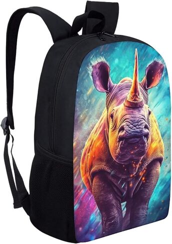 Black Kids Animal Rhino Backpack for Boys Girls Lightweight Comfy Padded Durable Elementary School Backpack 17 Inch Novelty Student Child Personalized Bookbag in Saudi Arabia