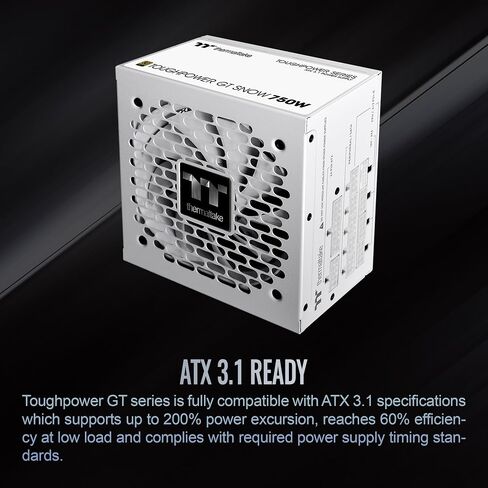 Thermaltake Toughpower GT 750W ATX 3.1 مصدر طاقة قياسي؛ 80 بالإضافة إلى كفاءة الذهب؛ مروحة ذكية بدون مروحة؛ موصل PCIe 5.1 أصلي بقدرة 300 وات؛ PS-TPT-0750FNFAGU-3; ضمان لمدة 5 سنوات in Kuwait