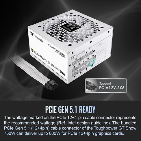 Thermaltake Toughpower GT 750W ATX 3.1 مصدر طاقة قياسي؛ 80 بالإضافة إلى كفاءة الذهب؛ مروحة ذكية بدون مروحة؛ موصل PCIe 5.1 أصلي بقدرة 300 وات؛ PS-TPT-0750FNFAGU-3; ضمان لمدة 5 سنوات in Kuwait