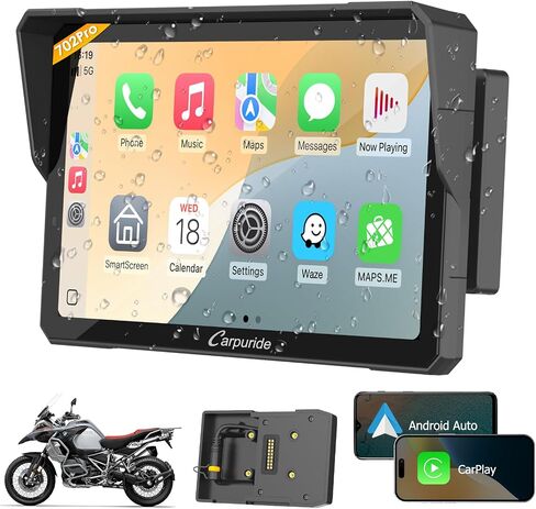 Carpuride W603 Motorcycle Carplay Screen, Wireless CarPlay & Android Auto for Moto, Remote Control，6.3" Waterproof Touchscreen, BT Trans, GPS Navigation, Siri, G00gle Assistant in Saudi Arabia