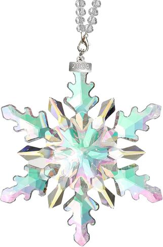 2024 Annual Edition Snowflake Crystal Christmas Ornaments,Christmas Tree Ornaments Crystal Sun Catcher Home Hanging Decor(2024Colorful) (2024Colorful) in Saudi Arabia