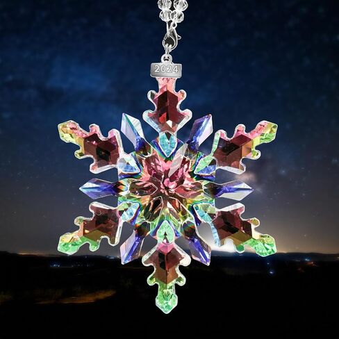 2024 Annual Edition Snowflake Crystal Christmas Ornaments,Christmas Tree Ornaments Crystal Sun Catcher Home Hanging Decor(2024Colorful) (2024Colorful) in Saudi Arabia