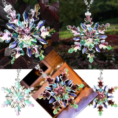 2024 Annual Edition Snowflake Crystal Christmas Ornaments,Christmas Tree Ornaments Crystal Sun Catcher Home Hanging Decor(2024Colorful) (2024Colorful) in Saudi Arabia