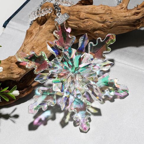 2024 Annual Edition Snowflake Crystal Christmas Ornaments,Christmas Tree Ornaments Crystal Sun Catcher Home Hanging Decor(2024Colorful) (2024Colorful) in Saudi Arabia
