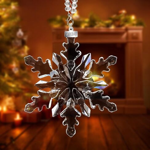 2024 Annual Edition Snowflake Crystal Christmas Ornaments,Christmas Tree Ornaments Crystal Sun Catcher Home Hanging Decor(2024Colorful) (2024Colorful) in Saudi Arabia