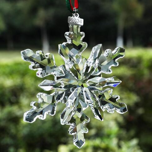 2024 Annual Edition Snowflake Crystal Christmas Ornaments,Christmas Tree Ornaments Crystal Sun Catcher Home Hanging Decor(2024Colorful) (2024Colorful) in Saudi Arabia