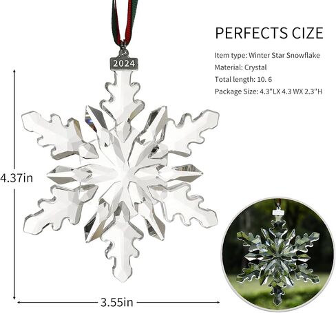 2024 Annual Edition Snowflake Crystal Christmas Ornaments,Christmas Tree Ornaments Crystal Sun Catcher Home Hanging Decor(2024Colorful) (2024Colorful) in Saudi Arabia