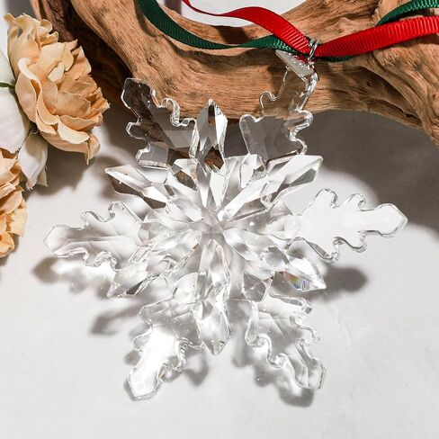 2024 Annual Edition Snowflake Crystal Christmas Ornaments,Christmas Tree Ornaments Crystal Sun Catcher Home Hanging Decor(2024Colorful) (2024Colorful) in Saudi Arabia
