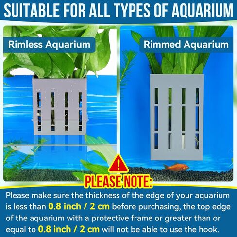 حامل نباتات حوض السمك المحسن مزود بخطافات وأكواب شفط لزراعة نباتات Aquaponic وديكورات Aquascape (شبه شفافة) in Saudi Arabia