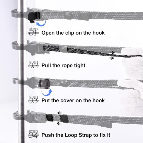 4 Pack 36 inch Heavy Duty Outdoor Bungee Cords with Hooks - Quick Adjustable, Long Lasting Rubber Bungee Cords with Hooks for Luggage, Tarp, Outdoor (Gray) in Saudi Arabia