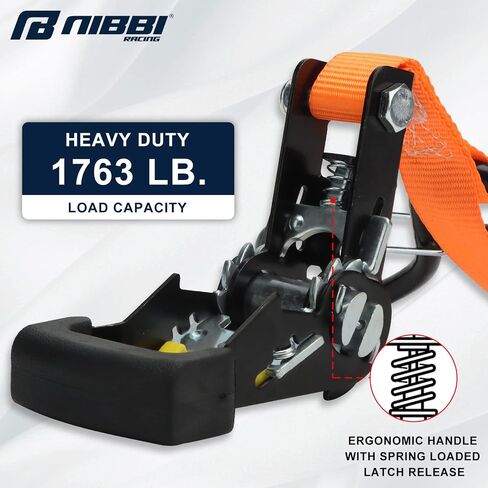 NIBBI Ratchet Tie Down Straps - Secure Your Cargo with Heavy-Duty 1" x 6' Straps, S Hooks, and Safety Clips - Ideal for Moving Boats, Kayaks, ATVs, Set of 2 in Saudi Arabia