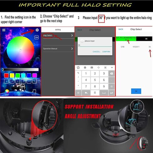 DOT Approved 9" Inch RGB Halo Led Round Headlights [DIY RGB Color] Compatible with Jeep Wrangler JL Sport Rubicon Sahara 2018-2021 in Saudi Arabia