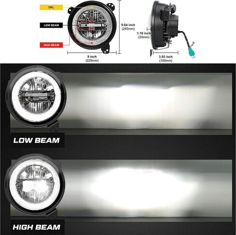 DOT Approved 9" Inch RGB Halo Led Round Headlights [DIY RGB Color] Compatible with Jeep Wrangler JL Sport Rubicon Sahara 2018-2021 in Saudi Arabia