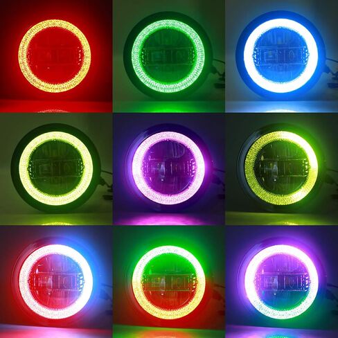 DOT Approved 9" Inch RGB Halo Led Round Headlights [DIY RGB Color] Compatible with Jeep Wrangler JL Sport Rubicon Sahara 2018-2021 in Saudi Arabia