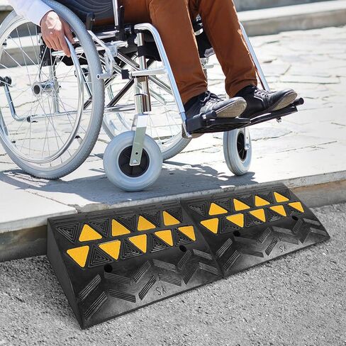 منحدرات كبح مطاطية، حزمة من 2 منحدر للكراسي المتحركة للمركبات شديدة التحمل، منحدر ممر للكراسي المحمولة من أجل عتبة الممر للسيارات في مصنع الفندق، 19.21 × 4.25 × 11.81 بوصة in Kuwait