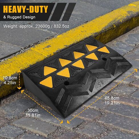 منحدرات كبح مطاطية، حزمة من 2 منحدر للكراسي المتحركة للمركبات شديدة التحمل، منحدر ممر للكراسي المحمولة من أجل عتبة الممر للسيارات في مصنع الفندق، 19.21 × 4.25 × 11.81 بوصة in Kuwait