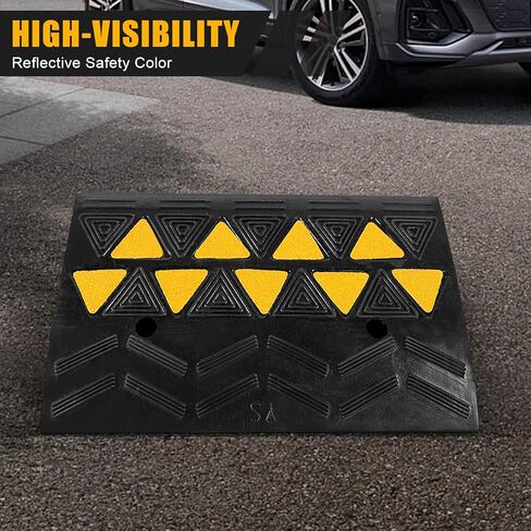 منحدرات كبح مطاطية، حزمة من 2 منحدر للكراسي المتحركة للمركبات شديدة التحمل، منحدر ممر للكراسي المحمولة من أجل عتبة الممر للسيارات في مصنع الفندق، 19.21 × 4.25 × 11.81 بوصة in Kuwait