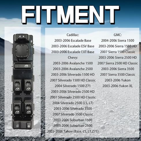 Window Switch for 2003-2007 Silverado, Chevy Avalanche, Suburban, Tahoe. GMC Sierra, Yukon, Yukon XL & Cadillac Escalade, Front Driver Side Master Power Window Switch 15883323 in Saudi Arabia