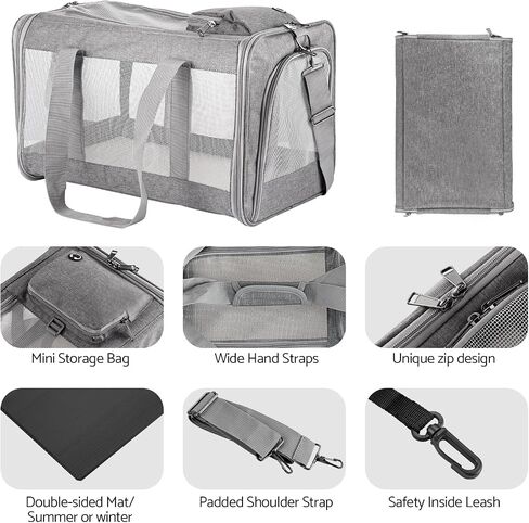 Cat Carrier Dog Carrier Airline Approved Pet Carrier Pet Travel Bag with Breathable Honeycomb Board Soft Cat Travel Carrier Removable Support Board for Car Trips,Air Travel,Vet Visits Orange in Saudi Arabia