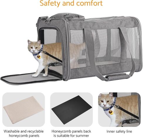 Cat Carrier Dog Carrier Airline Approved Pet Carrier Pet Travel Bag with Breathable Honeycomb Board Soft Cat Travel Carrier Removable Support Board for Car Trips,Air Travel,Vet Visits Orange in Saudi Arabia