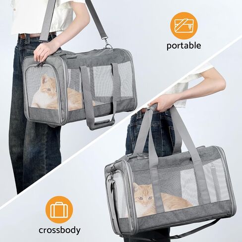 Cat Carrier Dog Carrier Airline Approved Pet Carrier Pet Travel Bag with Breathable Honeycomb Board Soft Cat Travel Carrier Removable Support Board for Car Trips,Air Travel,Vet Visits Orange in Saudi Arabia