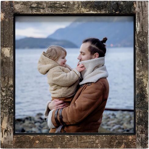 Eosglac Rustic 8x8 Picture Frames Wood, Square Wooden Photo Frame 8 x 8 with Natural Birch Bark Surface Farmhouse Decor for Tabletop Gallery Wall Hanging in Saudi Arabia