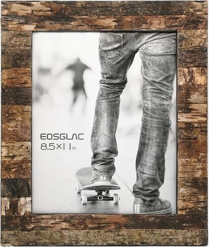 Eosglac Rustic 8x8 Picture Frames Wood, Square Wooden Photo Frame 8 x 8 with Natural Birch Bark Surface Farmhouse Decor for Tabletop Gallery Wall Hanging in Saudi Arabia