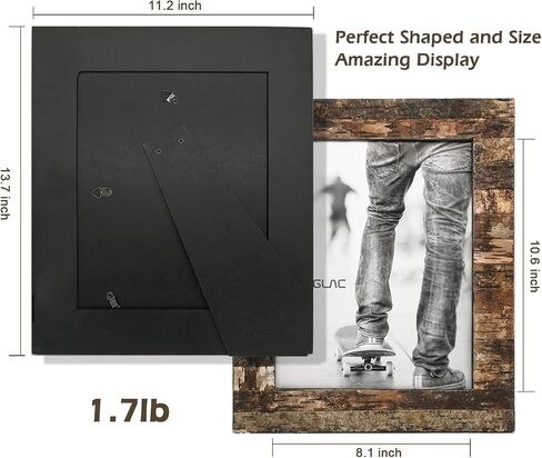 Eosglac Rustic 8x8 Picture Frames Wood, Square Wooden Photo Frame 8 x 8 with Natural Birch Bark Surface Farmhouse Decor for Tabletop Gallery Wall Hanging in Saudi Arabia