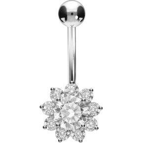 PIERCINGLINE surgical steel flower - belly button ring surgical steel, gold, silver, rosegold piercing - new version with improved durability